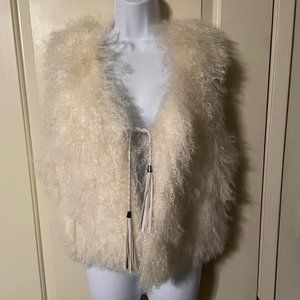 EUC Ugg Australia Cream Lamb Fur & Leather Vest Size M/L